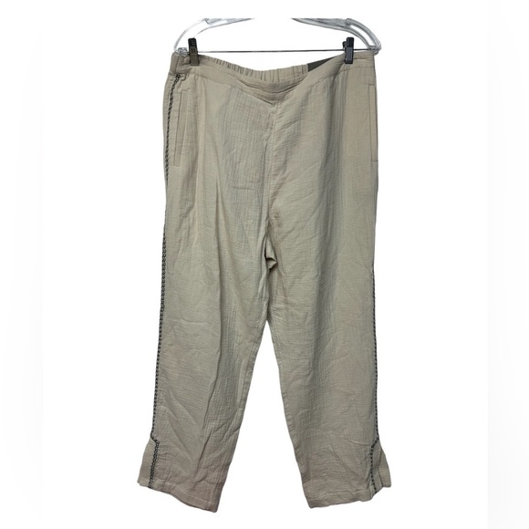 NWT SOFT SURROUNDINGS Lale Gauze pull on tan/Brown Cotton pants Size L Neutral - Picture 1 of 11
